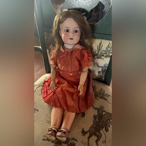 Antique Doll CM Bergmann 1916 size 9 25 Inch Antique 2 Piece Dress Nice Doll!